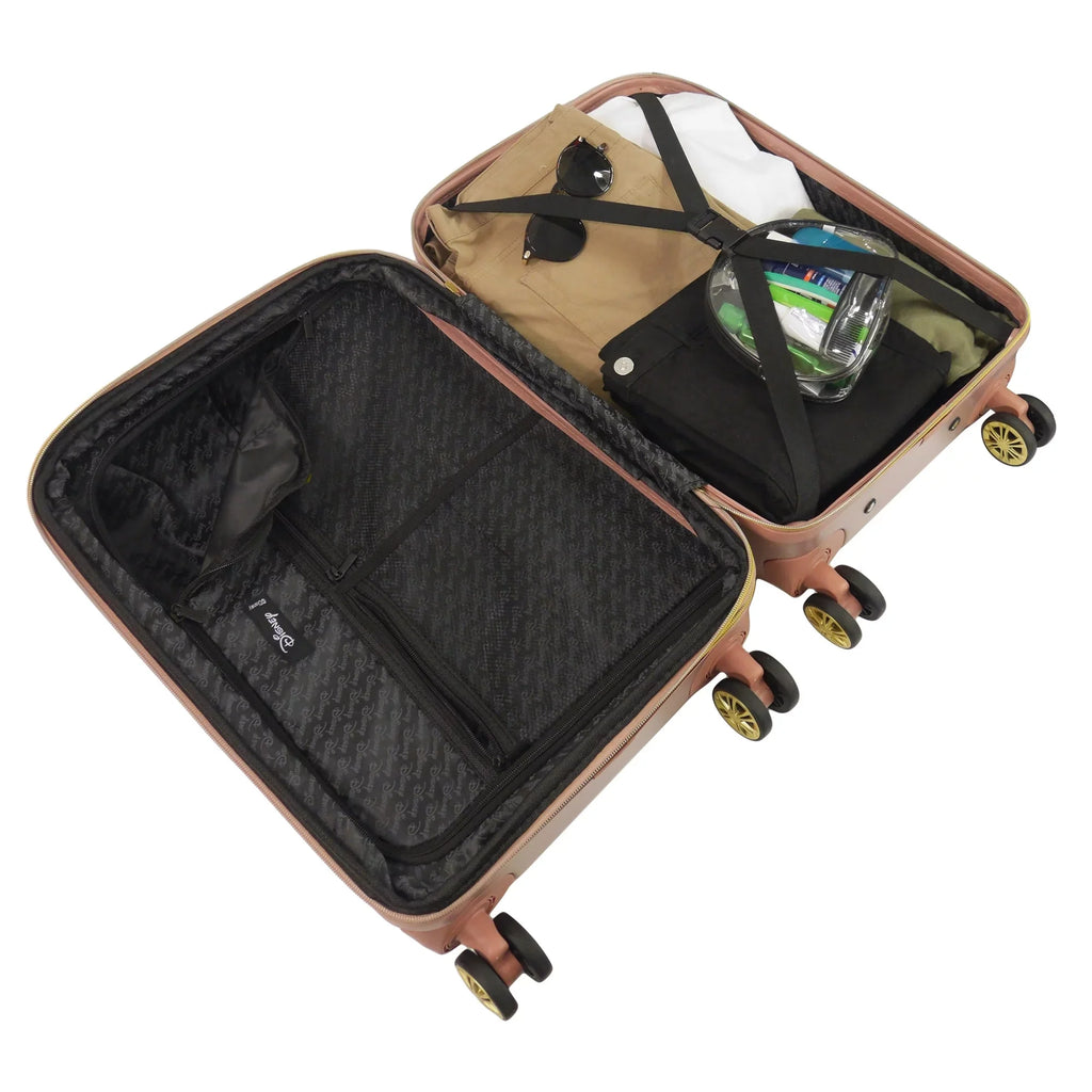 Set, Inch, Suitcase 21, and Rose Minnie 29 Wheels, Hardshell Rolling with Luggage Gold 3 Molded 25 Disney Mouse Piece
