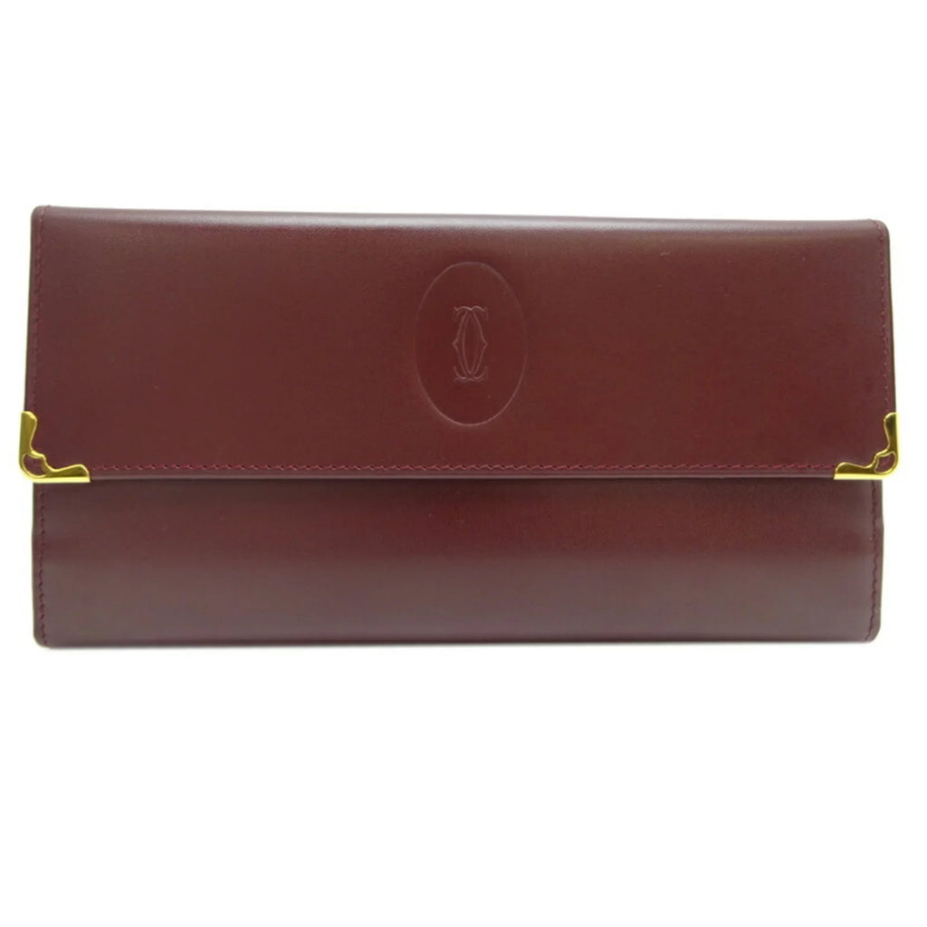 Used Cartier Mastline Long Wallet Women'S Leather Bordeaux (Red) (Good)