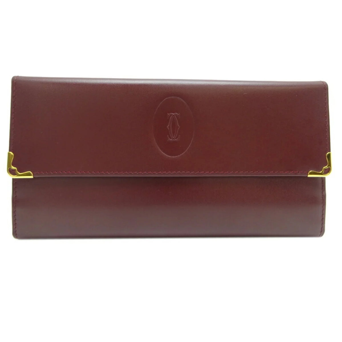 Used Cartier Mastline Long Wallet Women'S Leather Bordeaux (Red) (Good)