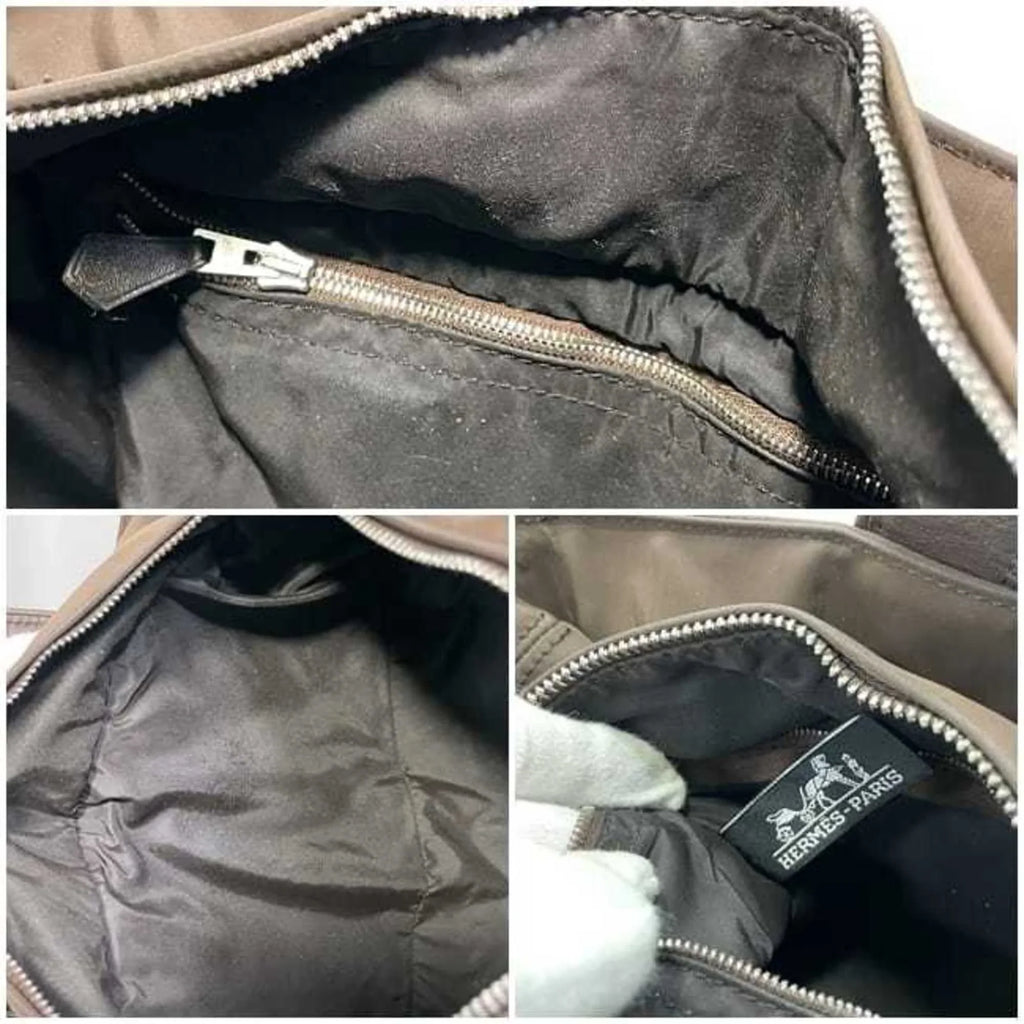 Second-Hand Hermes Tote Bag Acapulco Pm Brown Silver Handbag Nylon Leather Hermes Women'S (Fair)