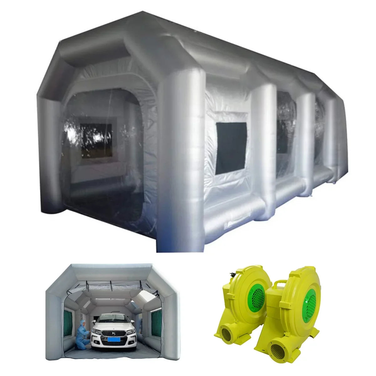 Techtongda Inflatable Spray Booth 33*16*11Ft Portable Car Painting Booth With 2 Blower Inflatable Spray Booth With Air Filtration System