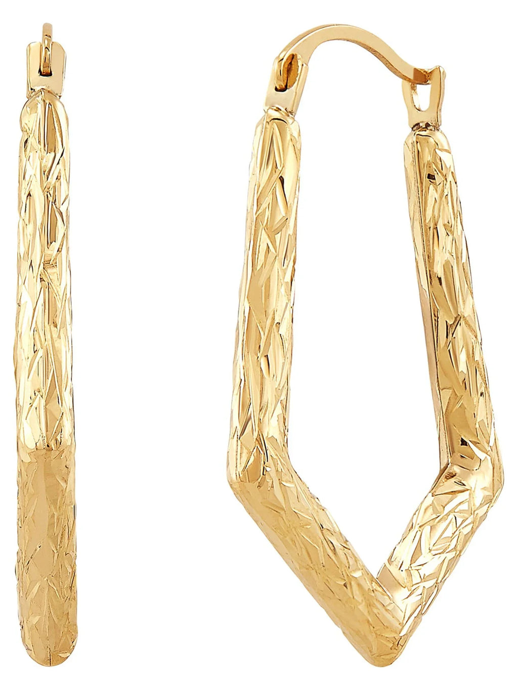 Knife Hollow Edge 10K Fine Hoops Brilliance Jewelry Gold Earrings Round Yellow