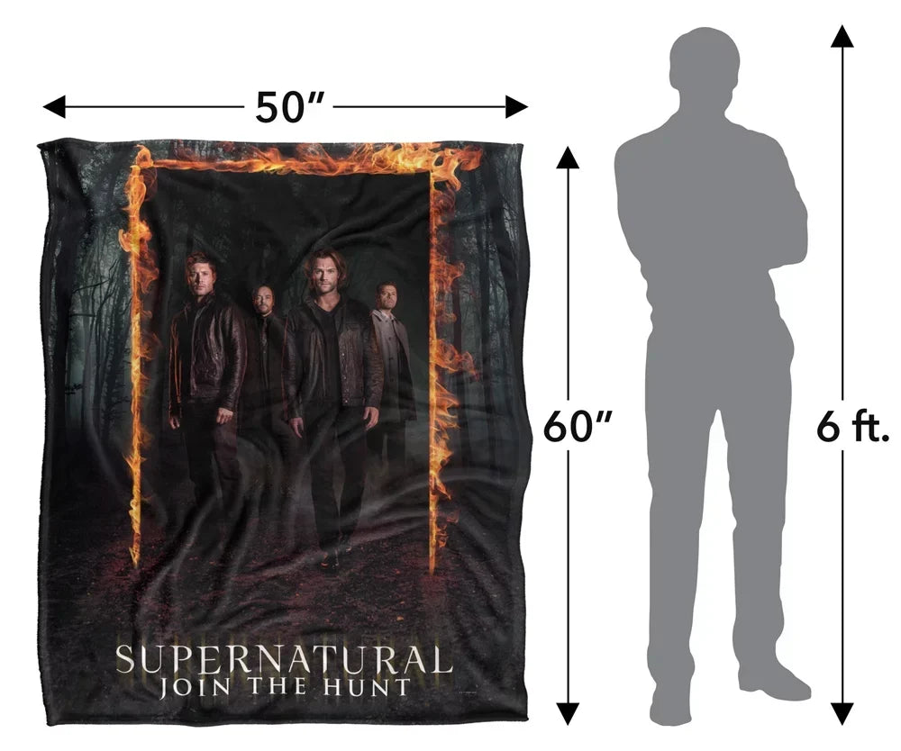 Logovision Supernatural Blanket, 50*60Inch, Fire Frame Silky Touch Sherpa Back Super Soft Throw Blanket