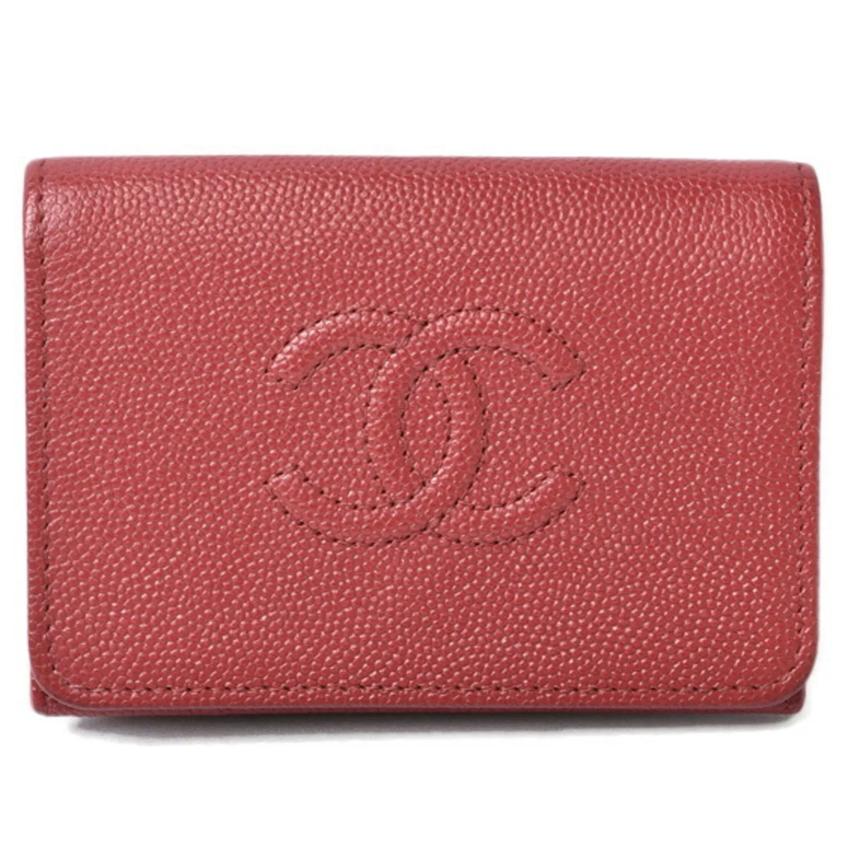 Pre-Loved Chanel Wallet Chanel Here Mark Caviar Skin Dark Red (Like New)