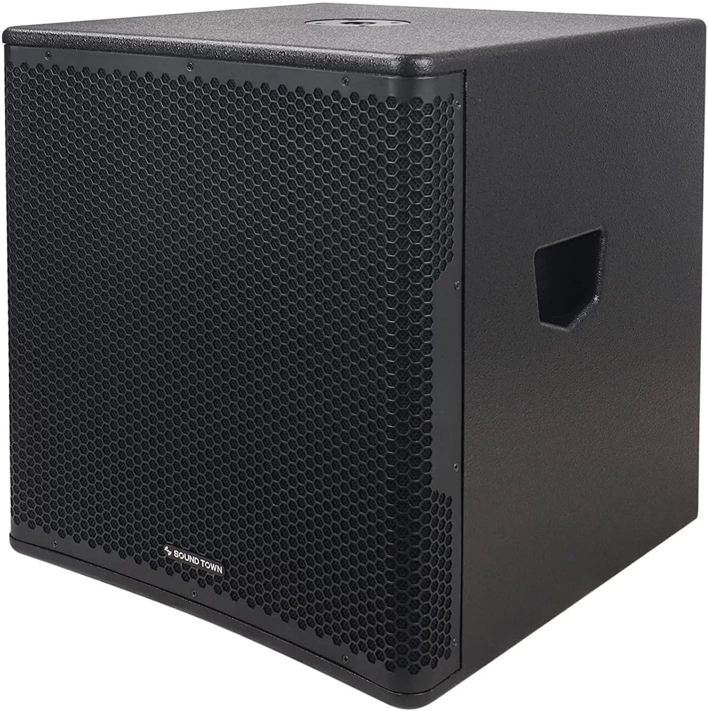 Black Class-D (OBERON-15SPW) Voice Magnet, PA/DJ 1400W 15" DSP Selectable oz Town 4" OBERON Coil, Sound Amplifier, 100 Subwoofer Birch Output Series LPF and Powered with Plywood, Modes,