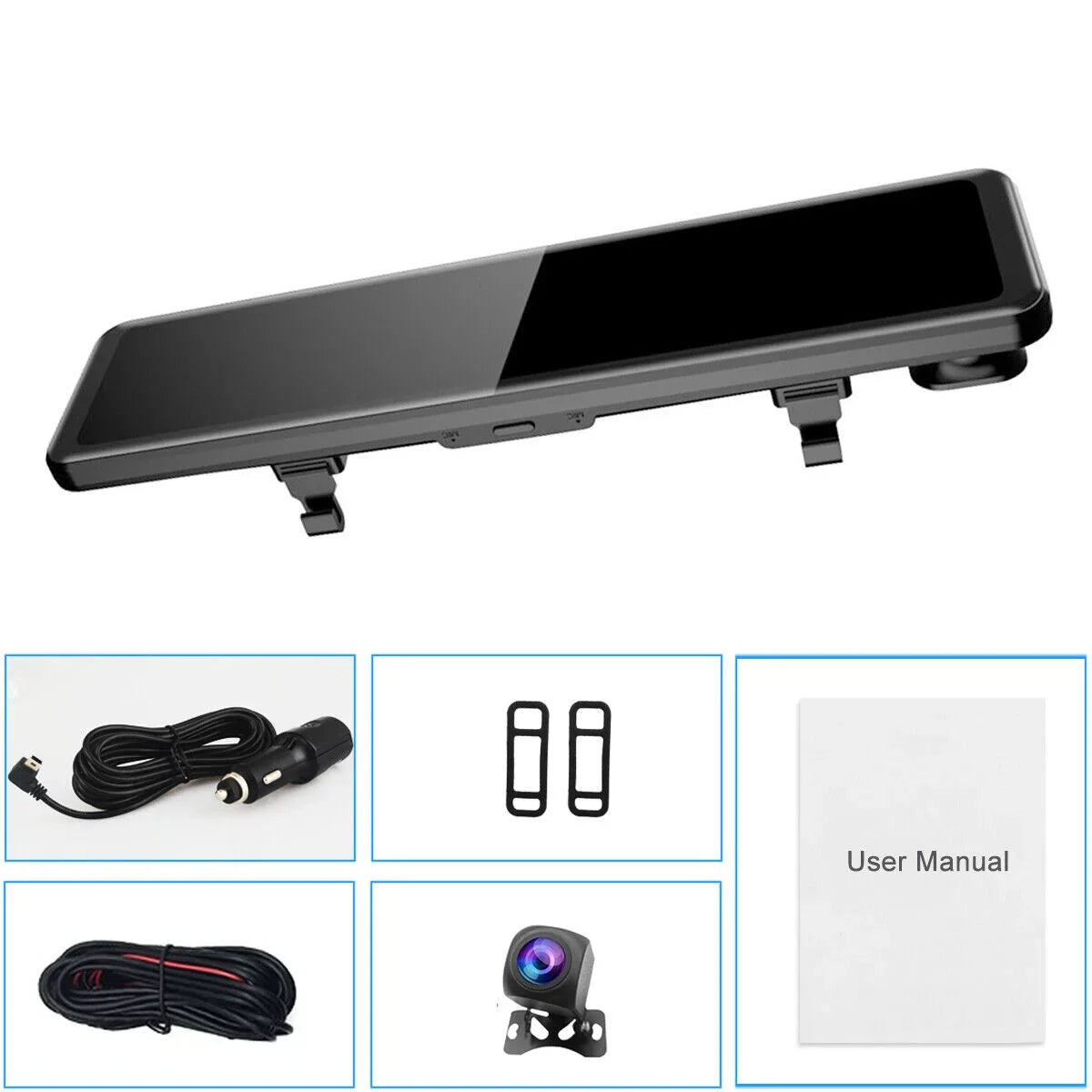 Screen Front 170° Waterproof Parking Rear Dash View Cam Full Car Camera Touch Night Camera Backup HD Vision, and Monitor Large Starlight Backup 12" Angle, Camera 4K Wide Mirror