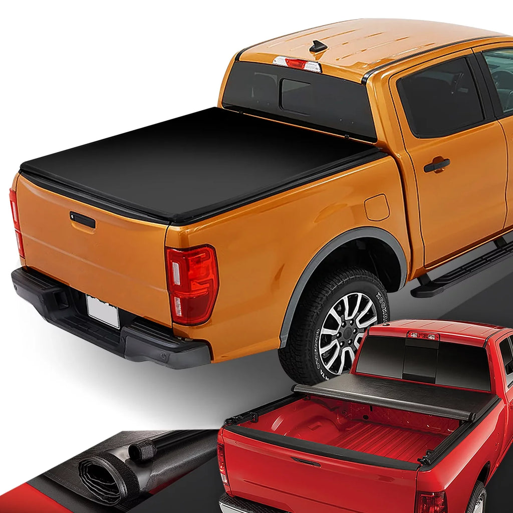 Vinyl 2019 For Truck Black Top Soft Tonneau 5Ft Matte DNA to Bed Cover Roll-up Motoring 2021 Ranger TTC-RU-090 20 Short