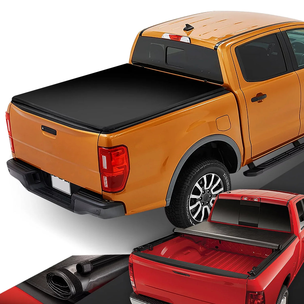 Vinyl 2019 For Truck Black Top Soft Tonneau 5Ft Matte DNA to Bed Cover Roll-up Motoring 2021 Ranger TTC-RU-090 20 Short