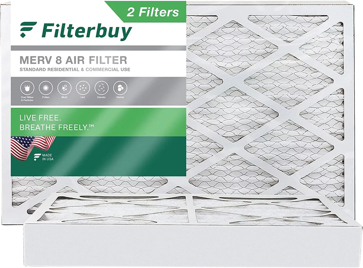 HVAC Filterbuy (2-Pack) 10x25x4 Furnace 8 MERV Pleated Filters Air AC