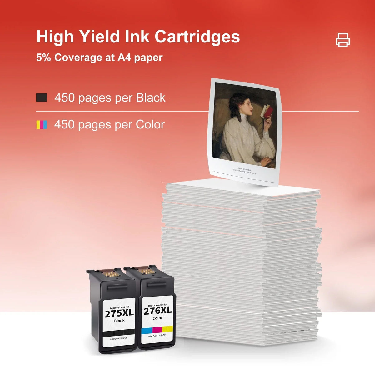 275Xl Ink Cartridges For Canon Ink 275 And 276 For Pixma Ts3522 Ts3520 Ts3500 Tr4722 Tr4720 Tr4700 (2 Pack)
