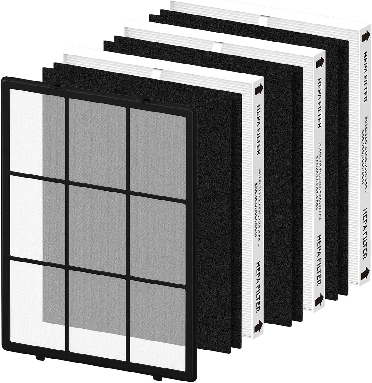 Pre-Filter, Filters PlasmaWave Filter 115115 dimension 5300-2 Washable 4 21 2 Replacement A C535 6300-2,1 Carbon Winix with Air Purifier Compatible HEPA and HEPA