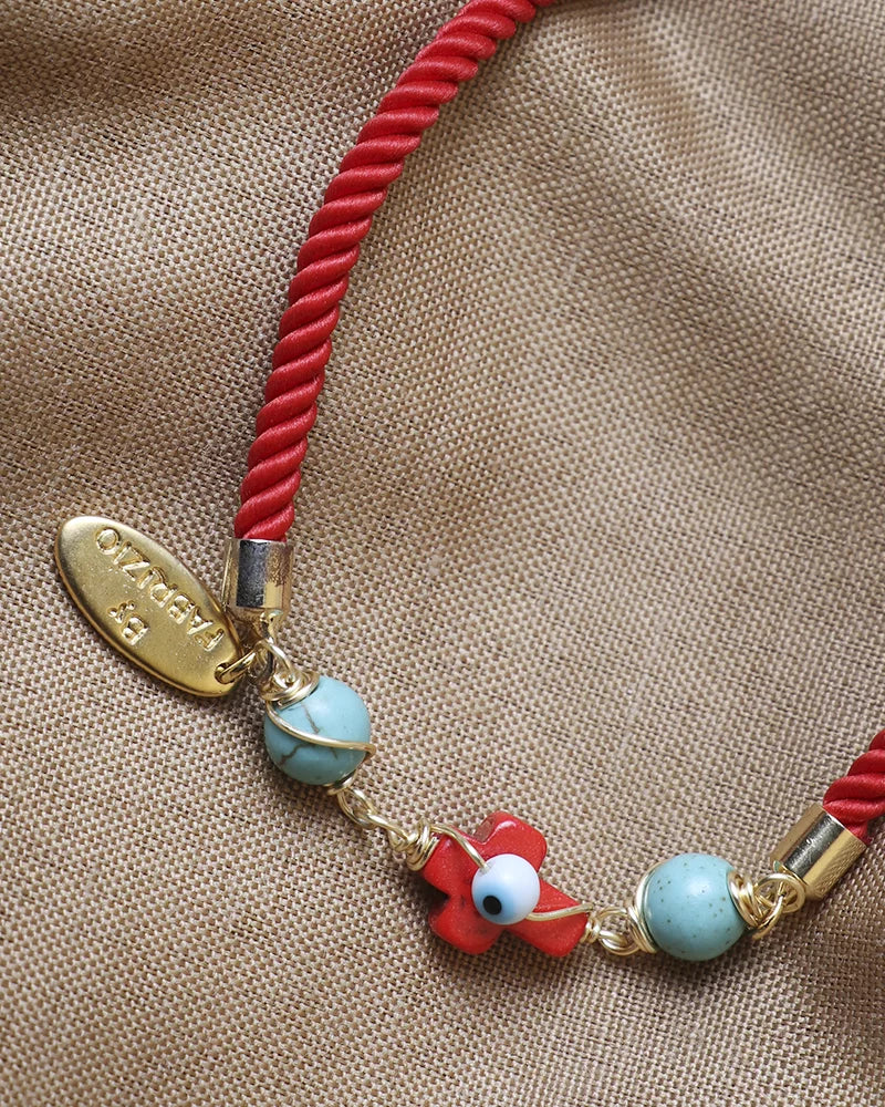 Design Eye By Red Adjustable Fabrizio Murano Bracelet Turquoise Females Capri with in and Charm Cross Adult for
