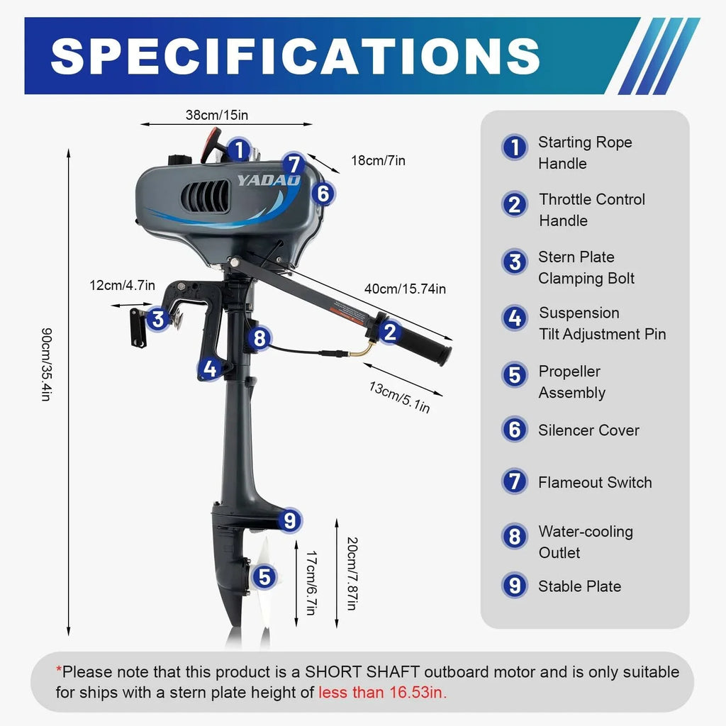 Motor Engine Engine Cooling Duty Stroke 2 Boat liquid System Heavy 3.5HP Outboard