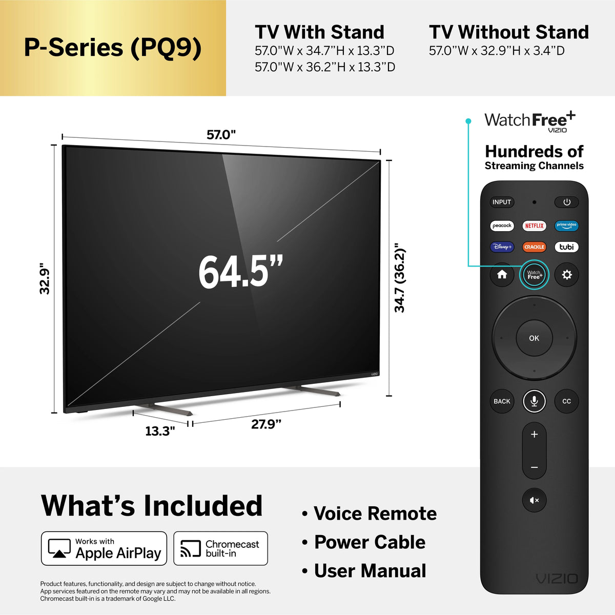 Vizio 65" Class P-Series 4K Qled Hdr Smart Tv P65Q9-J01