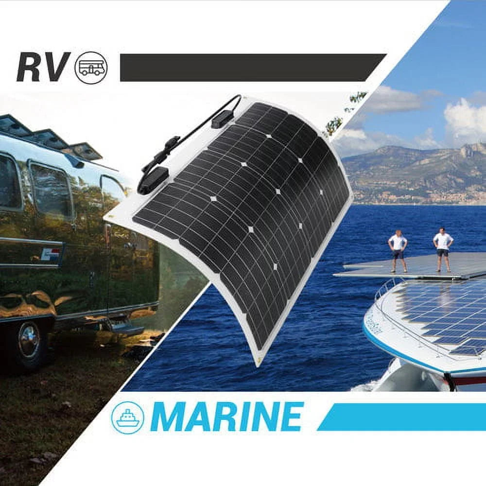 Uneven Watt Flexible Surfaces Flexible Van Mono Panel for Bendable Charger Off-Grid Renogy Cabin Volt Marine Car Solar RV 50 Monocrystalline 12