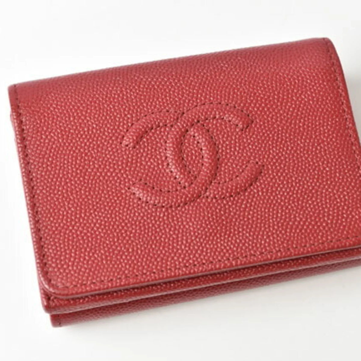 Pre-Loved Chanel Wallet Chanel Here Mark Caviar Skin Dark Red (Like New)