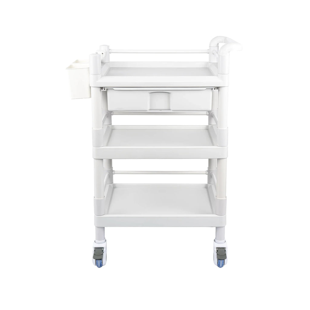 with Trolley Tier Cart Utility Spacious Mobile 360°Rotate Beauty Trolley Heavy Medical Medical Dirt Clinic Drawers 3 for Dental Salon Buckets Wheels Rolling 500 Lbs Cart Duty Hospital