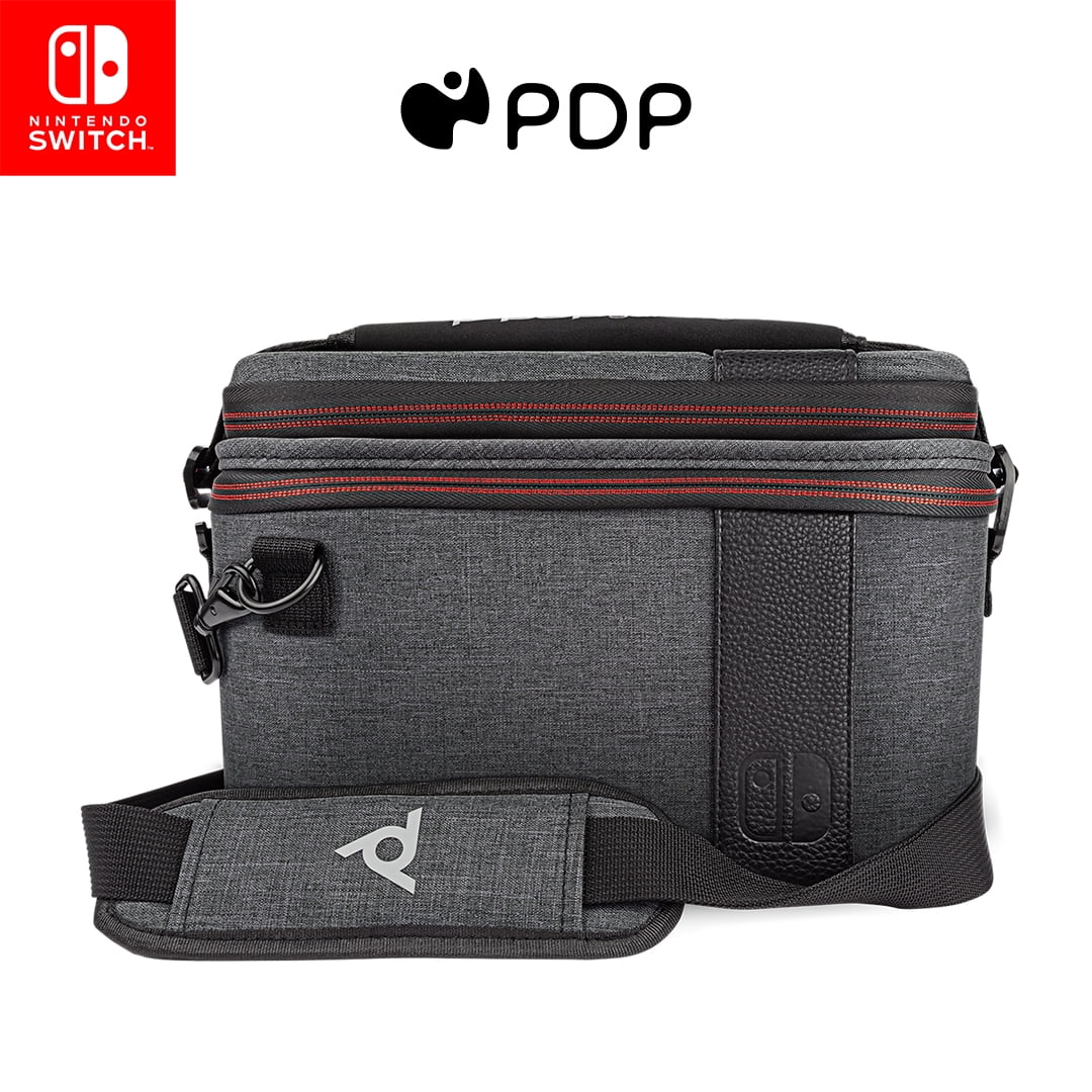 Pdp Gaming Pull-N-Go Travel Case Elite Edition: 2-In-1 With Built-In Console Stand, Removable Straps & Interchangeable Dividers: Grey - Nintendo Switch
