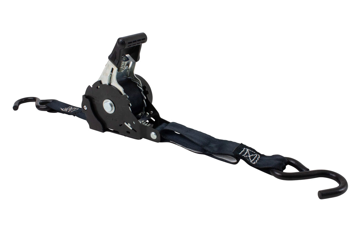 Auto Retract No-Ratcheting Ratchet Straps | 1" X 12' Retractable Ratchet Straps With Coated S Hook Tiedowns For Motorcycles, Atvs, Bikes: Tight & Secure Pickup Trailer Tie-Down - 8 Pack