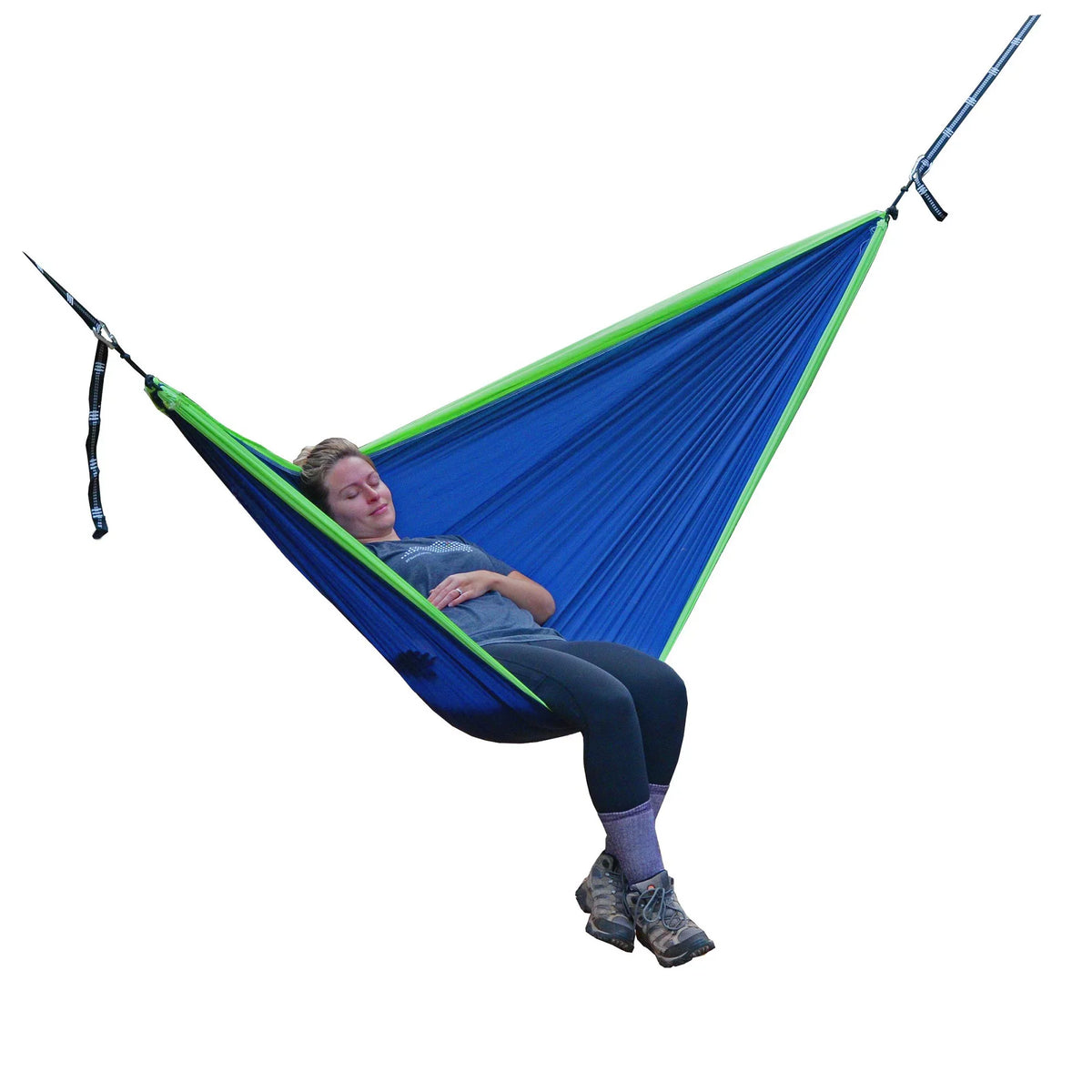 The Hamptons Collection 118" Green And Navy Polyester Traveler Camping Hammock
