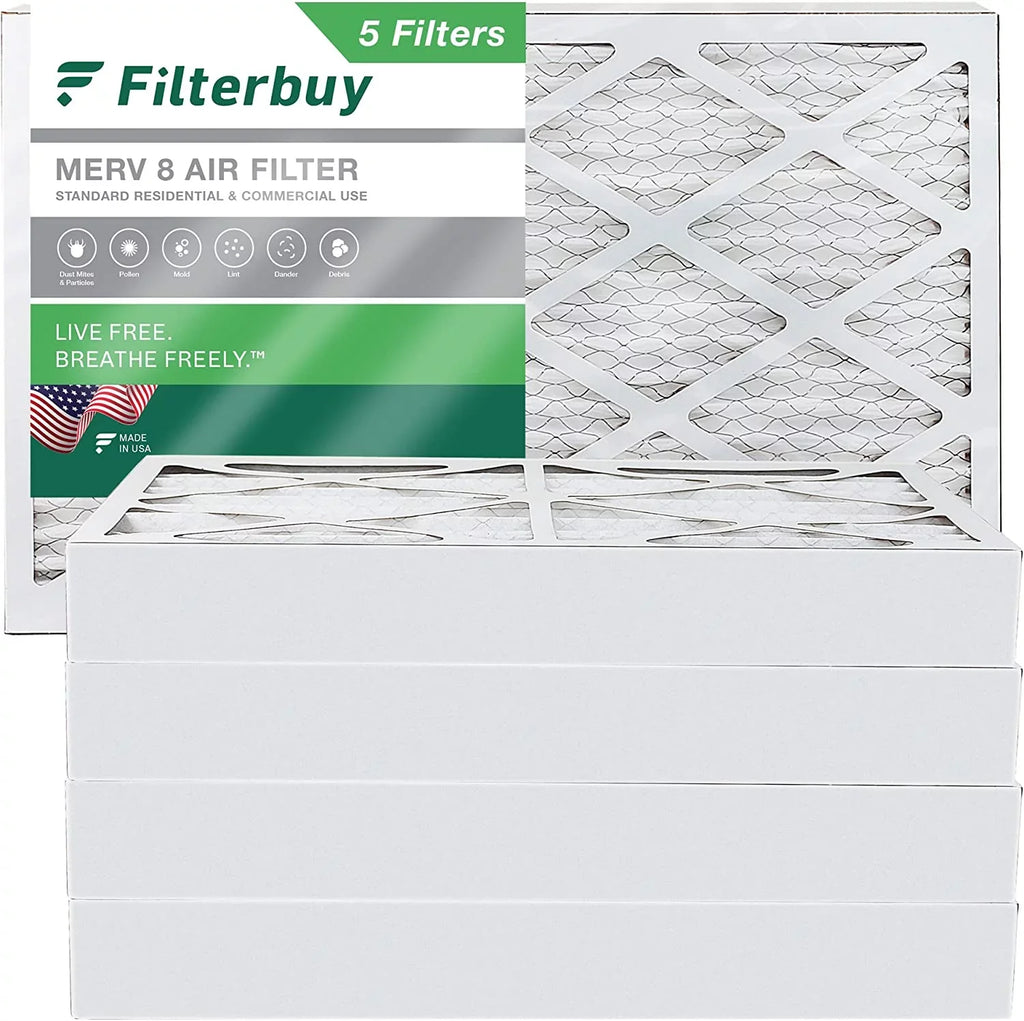 Filterbuy 8X20X4 Merv 8 Pleated Hvac Ac Furnace Air Filters (5-Pack)