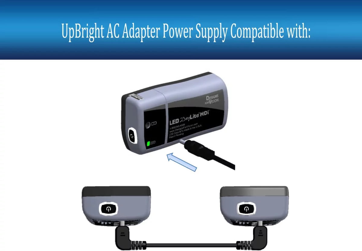 7.4V Battery Lite Charger Day for Cell-Con Vision Cord 8.4V Adapter DVI-LEDSR HDI DVI-LEDSC Designs DayLite LED Power UpBright AC Supply Compatible Li-Ion 2240 7.4VDC with 4912-0000-2019 DC DVI-LEDDC
