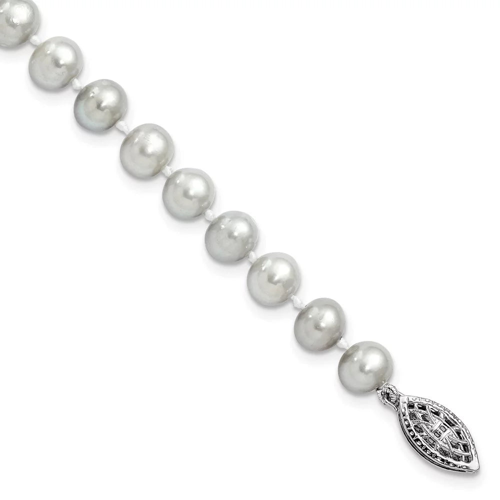 Pearl Women Sterling Silver Bracelet for Grey 6-7mm 925 7.25inch Auriga Rhodium Fwc