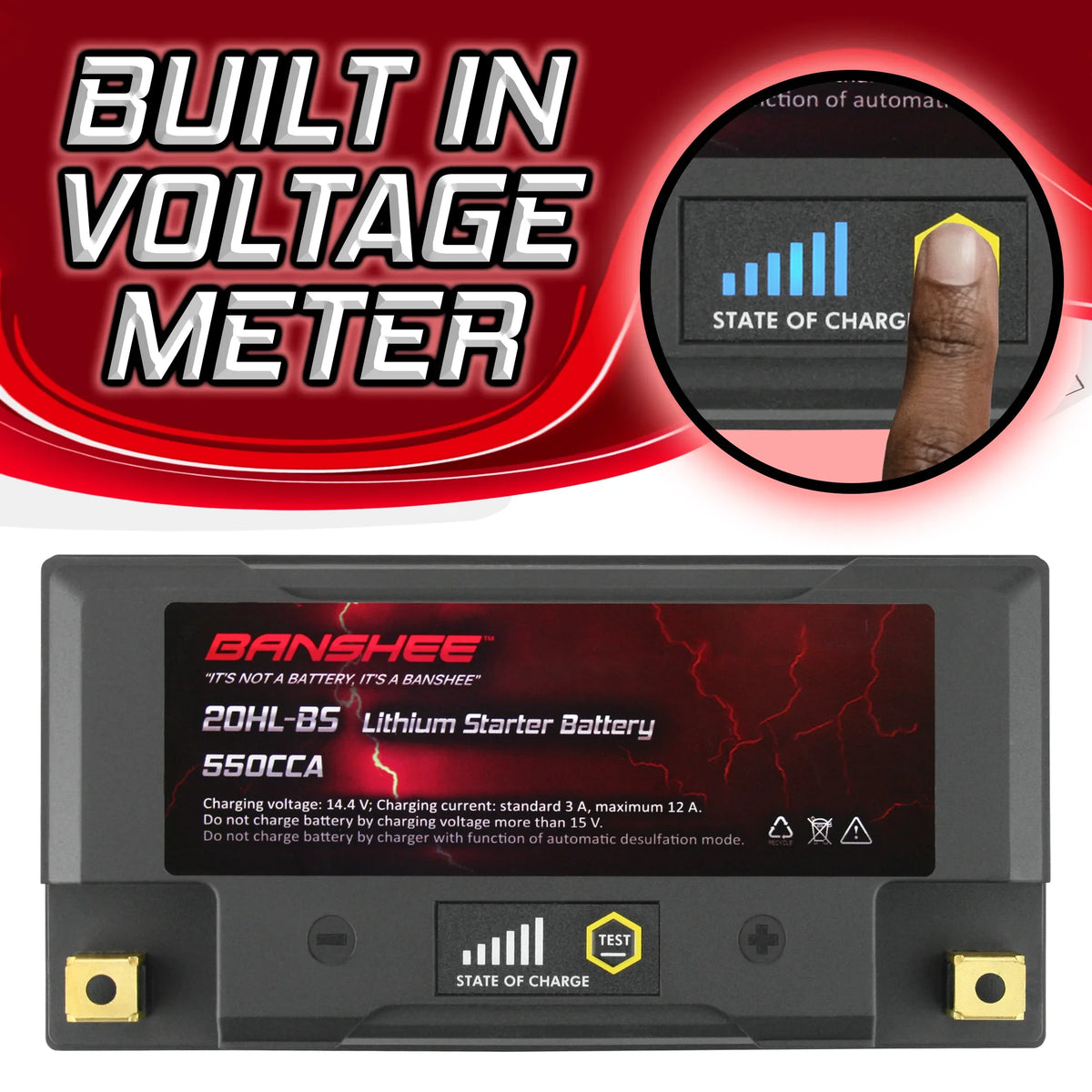 Banshee Ytx20L-Bs Lifepo4 Motorsports Battery Compatible With Can-Am Outlander 1000 Efi Xt-P 2013 To 2016