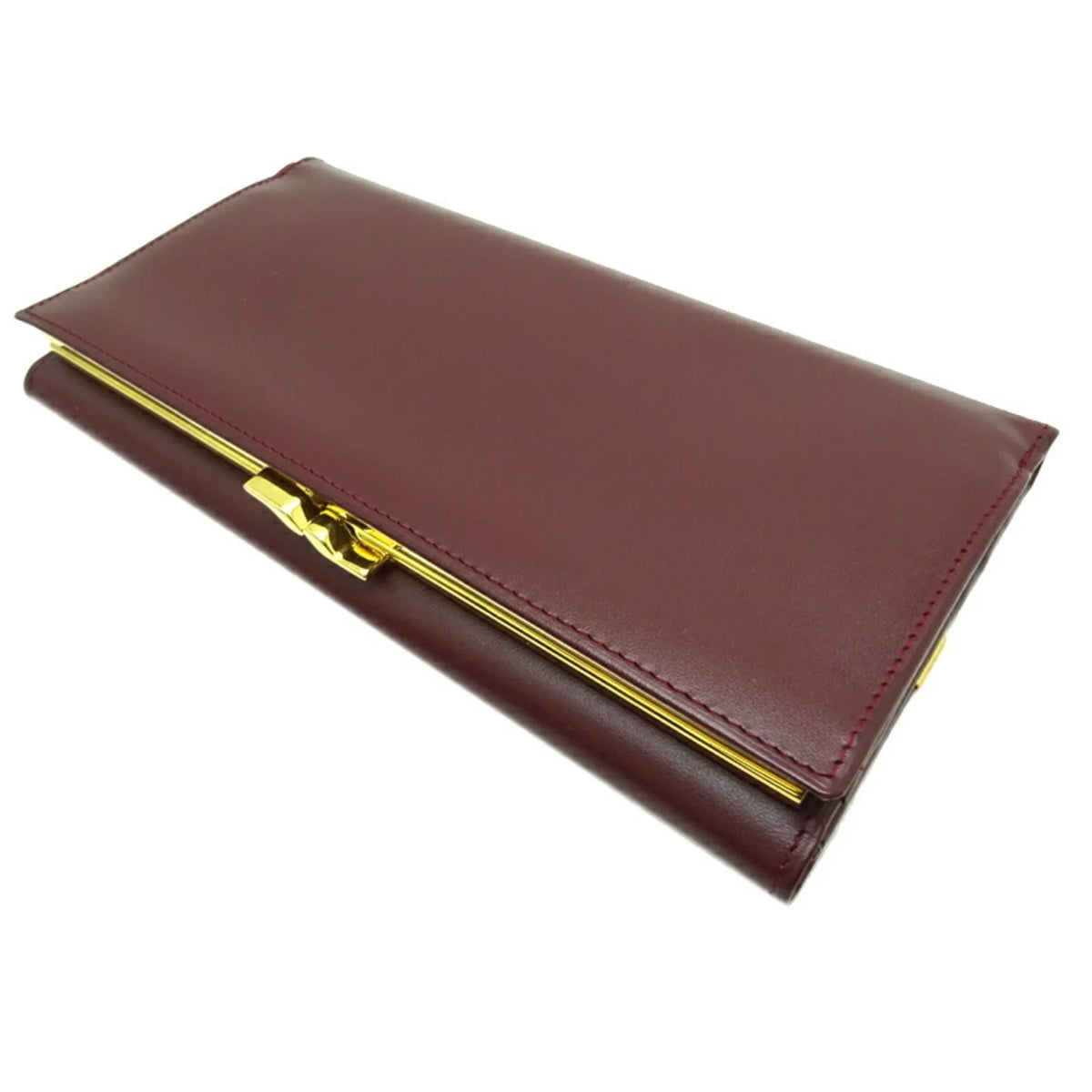 Used Cartier Mastline Long Wallet Women'S Leather Bordeaux (Red) (Good)