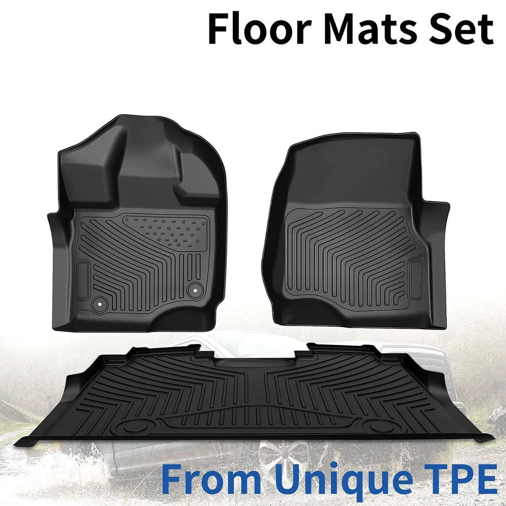 Crew Rear Ledkingdomus for F150 Floor 2024 Front TPE Mats 3-Piece All-climate Cab Rubber Super Set and 2015-2023