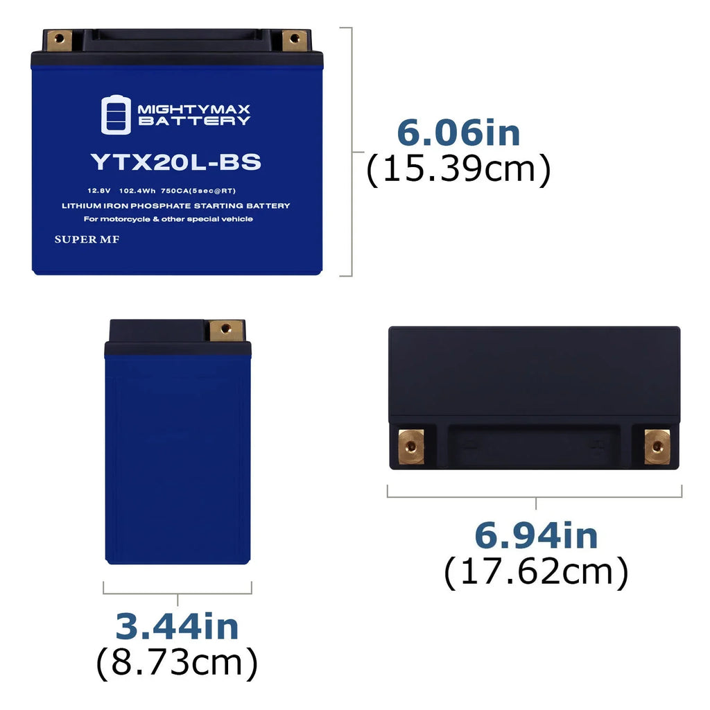 Ytx20L-Bs Lithium Replacement Battery Compatible With Bombardier 550 Gty Mxz07-12