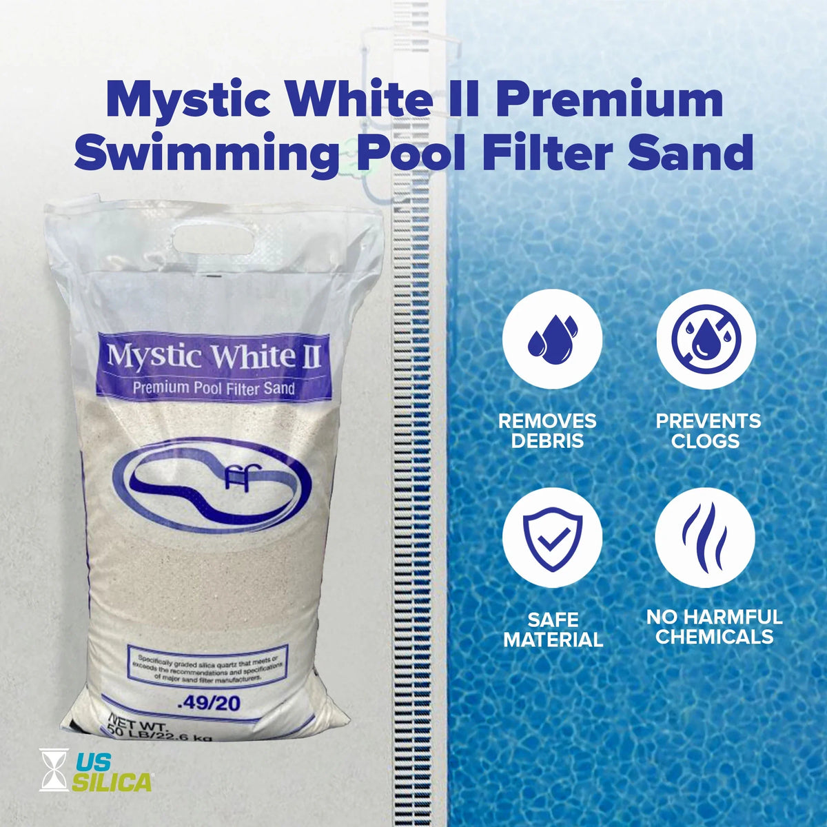 Filter 50 Sand, White, Swimming Mystic US Pool Bag II Silica Pound White
