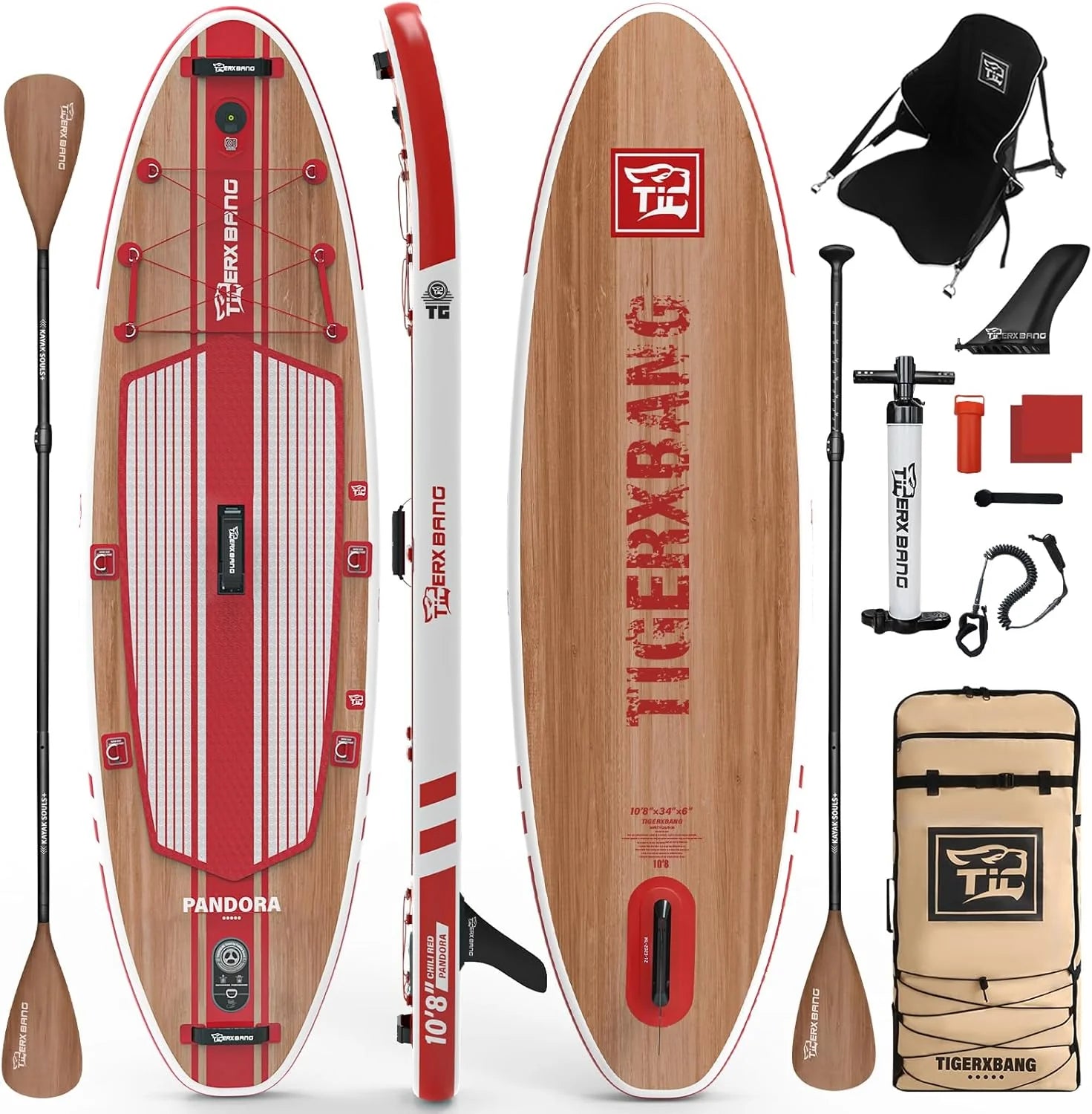 Tigerxbang Deska Sup, Deska Do Paddlingu, 10'8", 330 X 86 X 15 Cm, Z Kompletnym Nadmuchiwanym Akcesoriami Klasy Premium, Bardzo Szerokie Deski Do Wios