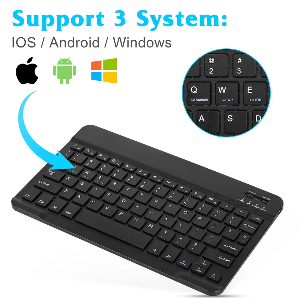 Rechargeable Bluetooth Keyboard And Mouse Combo Ultra Slim Full-Size Keyboard And Ergonomic Mouse For Zte Axon 30 Pro 5G And All Bluetooth Enabled Mac/Tablet/Ipad/Pc/Laptop - Onyx Black