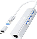 LAN Adapter,USB Adapter,3 RJ45 Gigabit USB Ethernet Hub Network Ethernet USB Hub +1000Mbps C to with 3.0 Splitter
