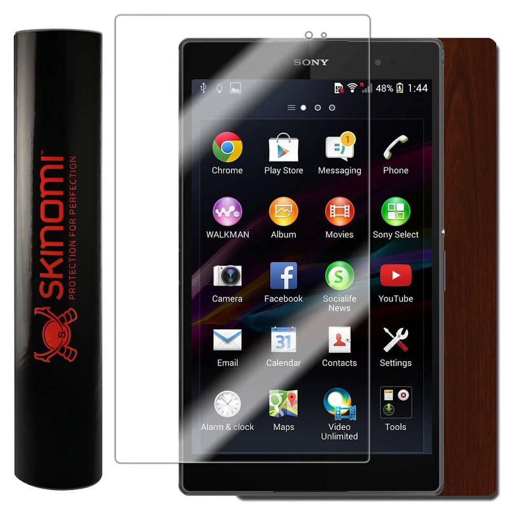 Skinomi Dark Wood Skin & Screen Protector For Sony Xperia Z3 Tablet Compact