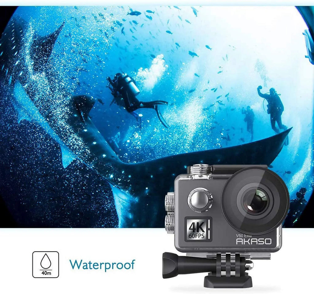 Accessories Zoom 131ft EIS Elite Underwater 8X Camera AKASO Screen Action V50 Camera, Camera and 4K Touch Helmet Sports 2.0 60fps with