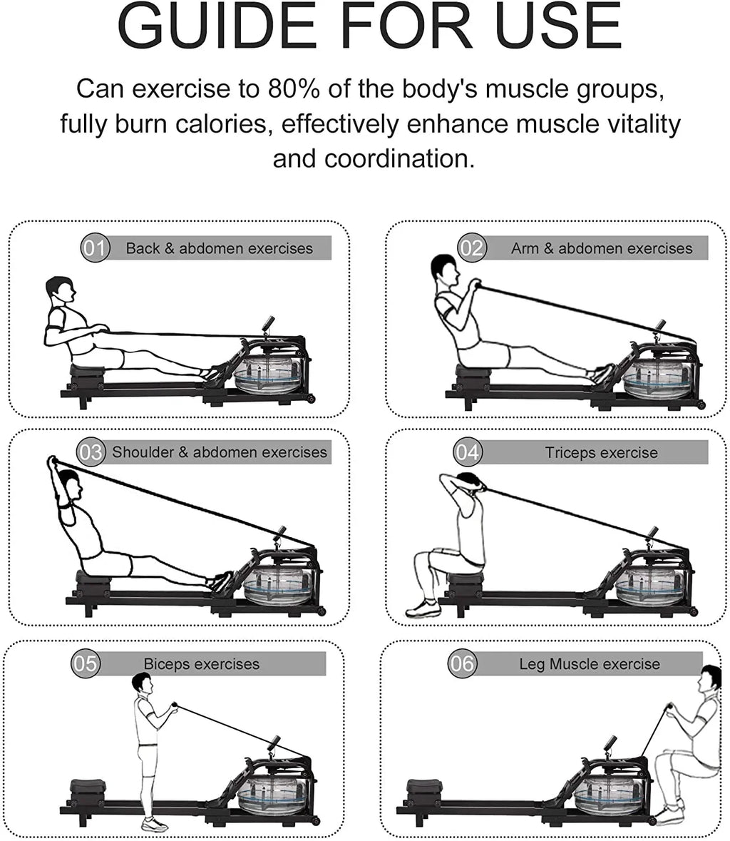 With For liquid Adjustable liquid Traiig Resistace Home Body Exercise Rower Moitor Equipmet Gym Machie Idoor Whole Rowig LCD
