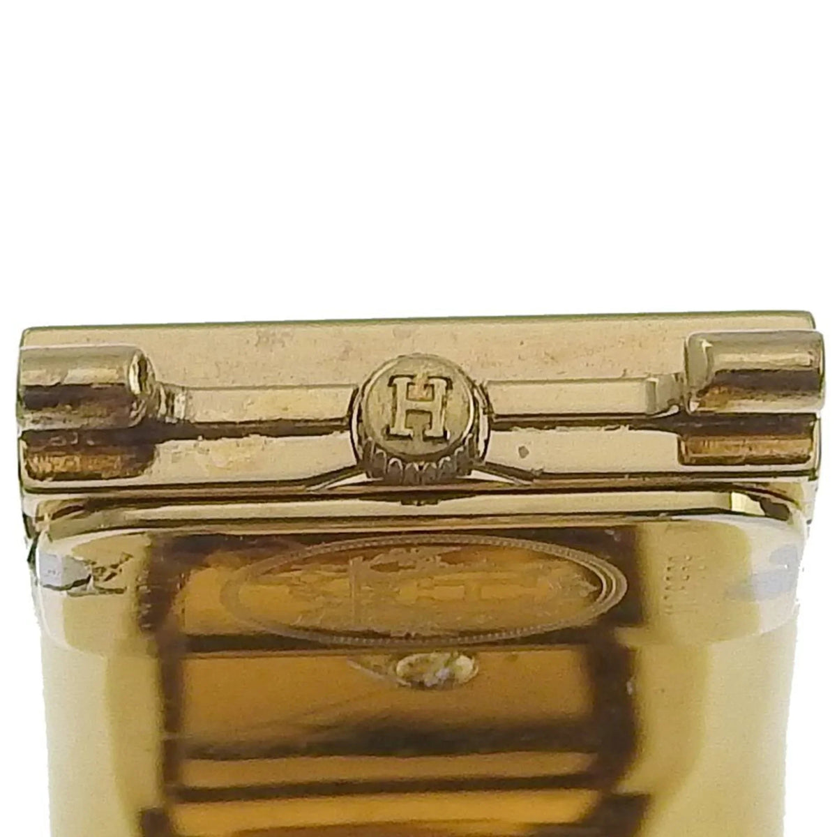 Cloisonné Ladies Gold Analog LO1.201 Made Green HERMES Quartz Watch Plated Pre-Owned Display Location (Fair) Dial Swiss