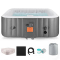 73''Inflatable Hot Tub, Outdoor Hot Tub For 6 Person Indoor Home Spa With Hidden Machine, 130 Massage Jets, Lockable Cover, Storage Bag, Mat, Max 104℉, 910L Capacity