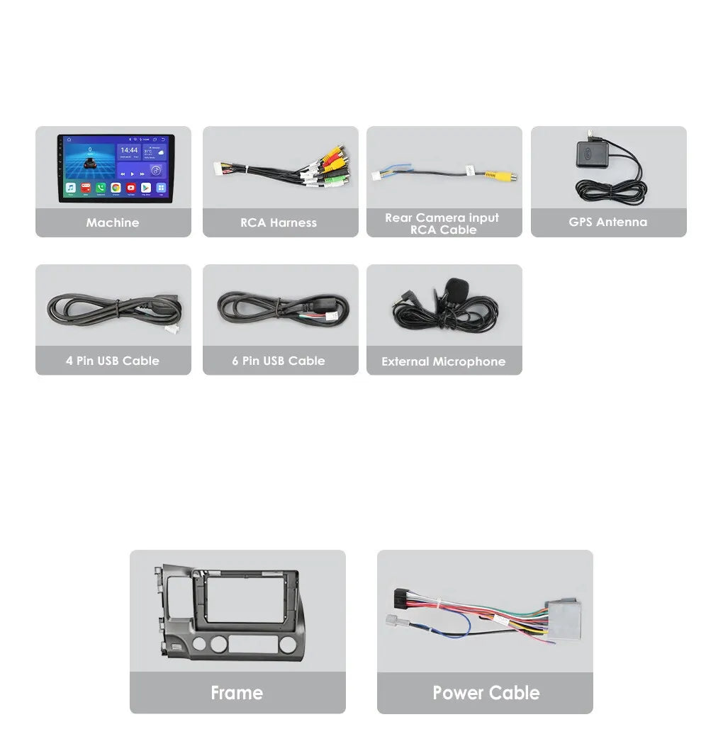 2006-2011 GPS Android Touchscreen for & Stereo FM BT 12 Car 1280*720 Navi Auto Carplay Honda Support inches Camera Backup 10.1 Radio IPS Car Android Civic 2+32GB