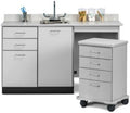 MSEC, Medical Storage Base Cabinet with Matching Supply Crash Cart, 60 in x 18 in x 35 in (Gray)