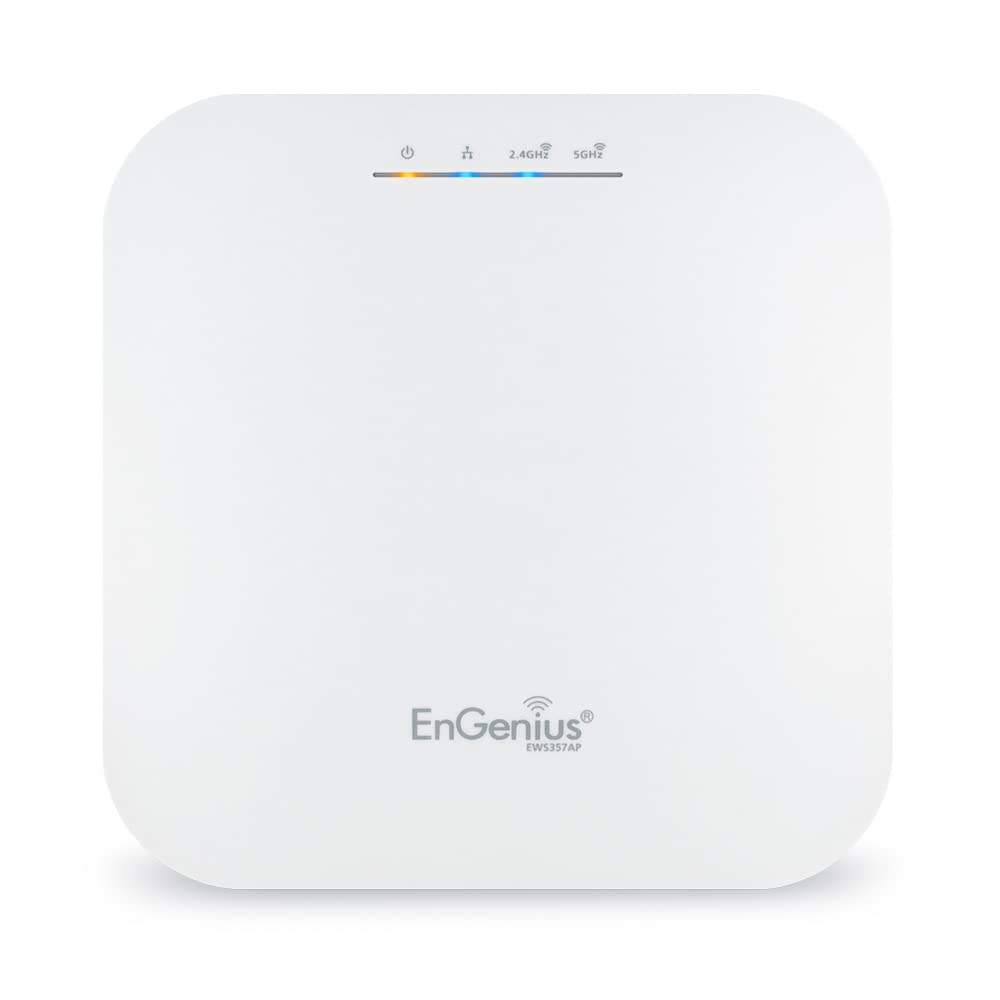 EnGenius EWS357AP WiFi 6 AX1800 2x2 Gigabit Wireless Access Point with 1Gbps Port, OFDMA, MU-MIMO, PoE+, WPA3, 1GB RAM, License-Free Management Tools (Power Adapter Not Included)