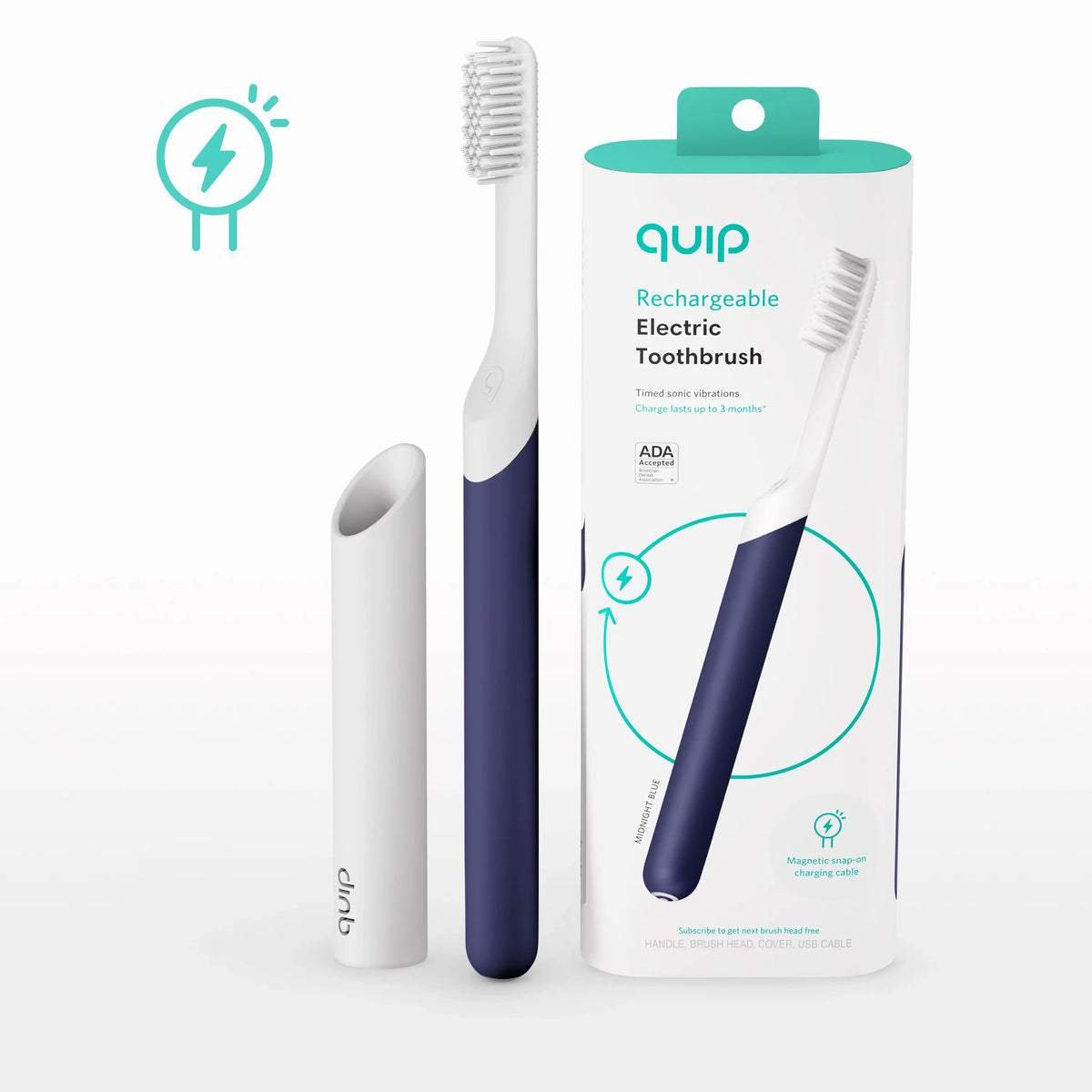 Toothbrush Midnight Full Head, Adult Quip Electric Rechargeable