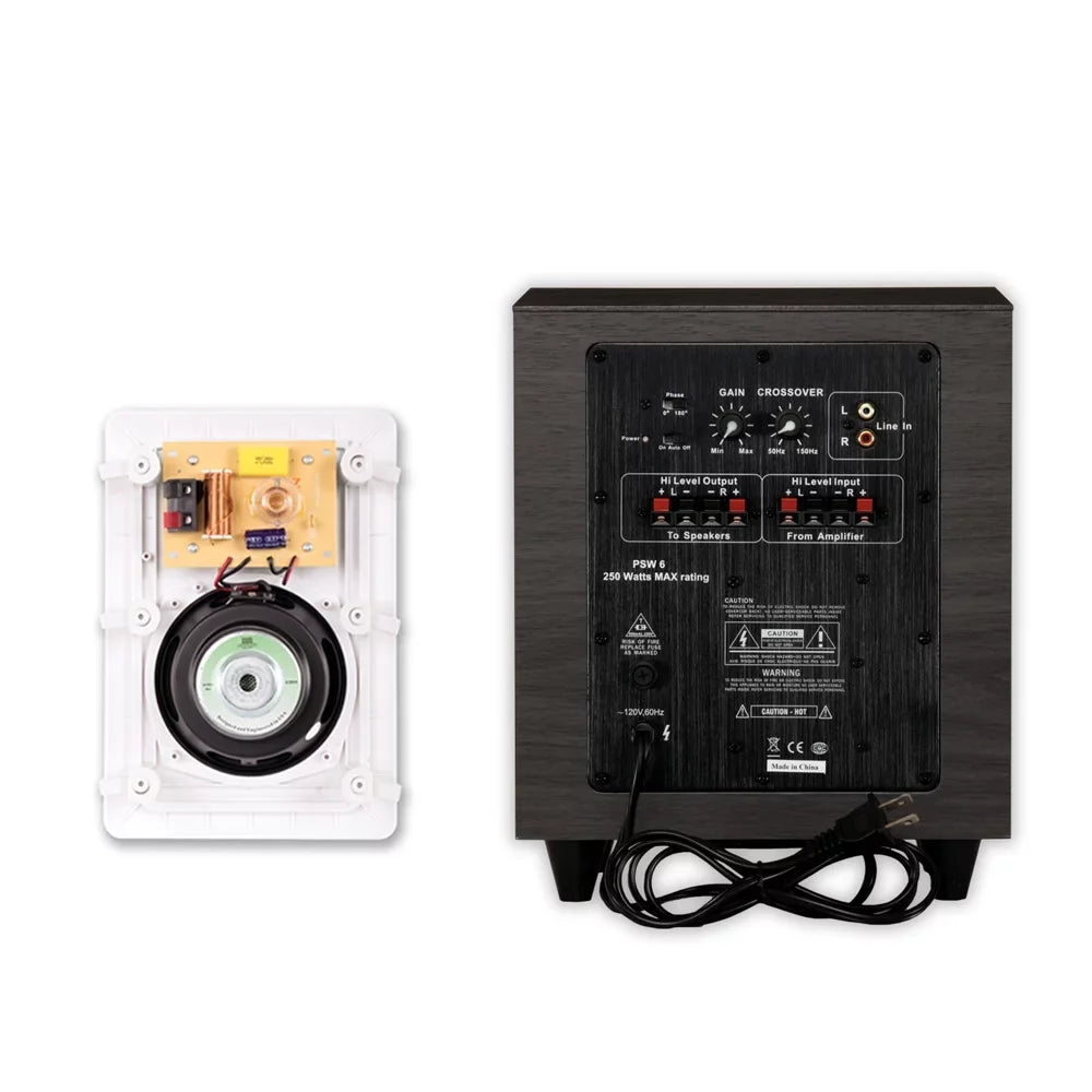 Flush Audio Set Acoustic Speaker 7.1 Mount Sub Speaker and 6" Powered 7 System