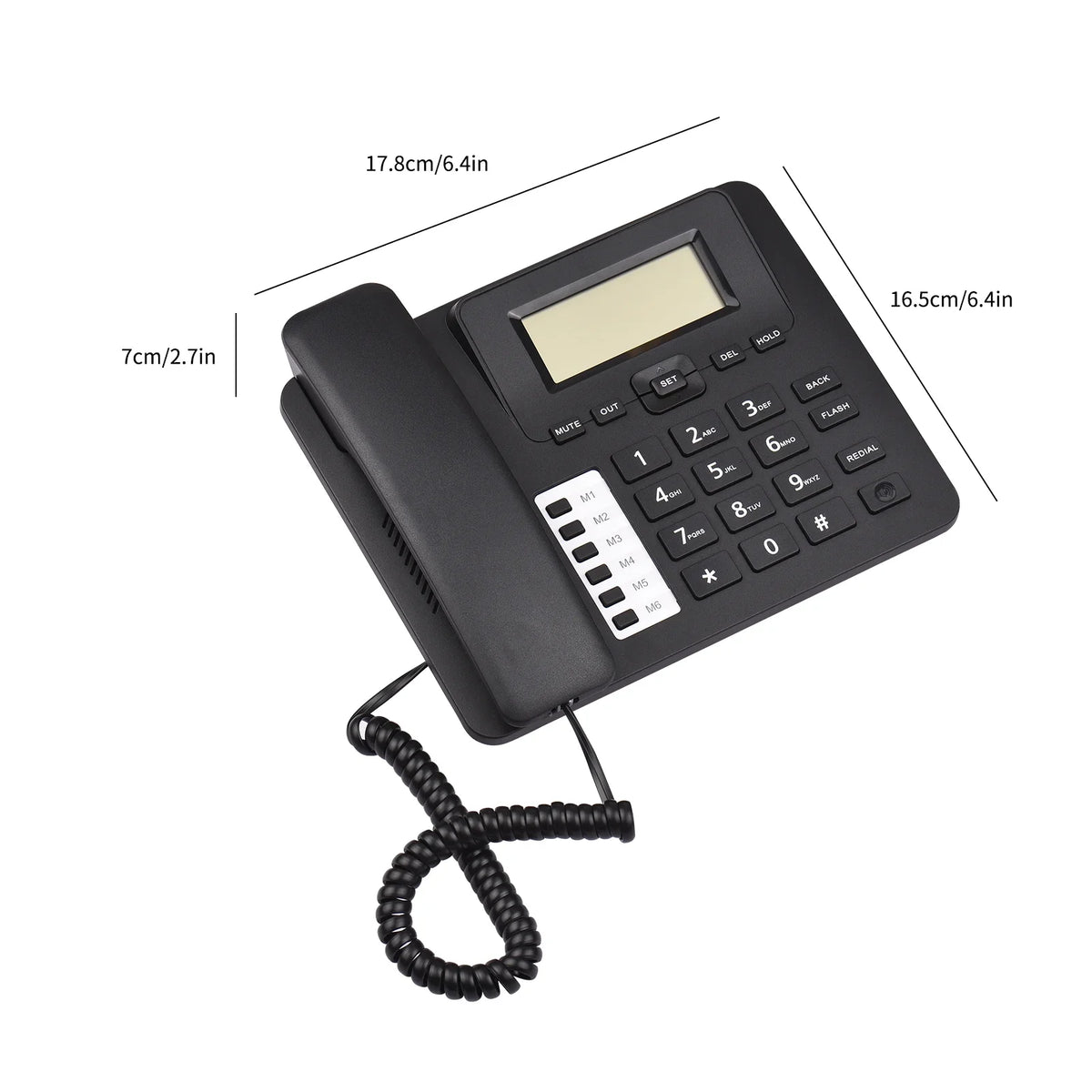 DTMF/FSK Telephone Dial/Ring Home Landline Elderly Black System Sound Phone Corded for IC Chip Date Real-time Control Hands-Free/Redial/Flash/Speed Dual Seniors Meterk Phone Built-in Support Desk