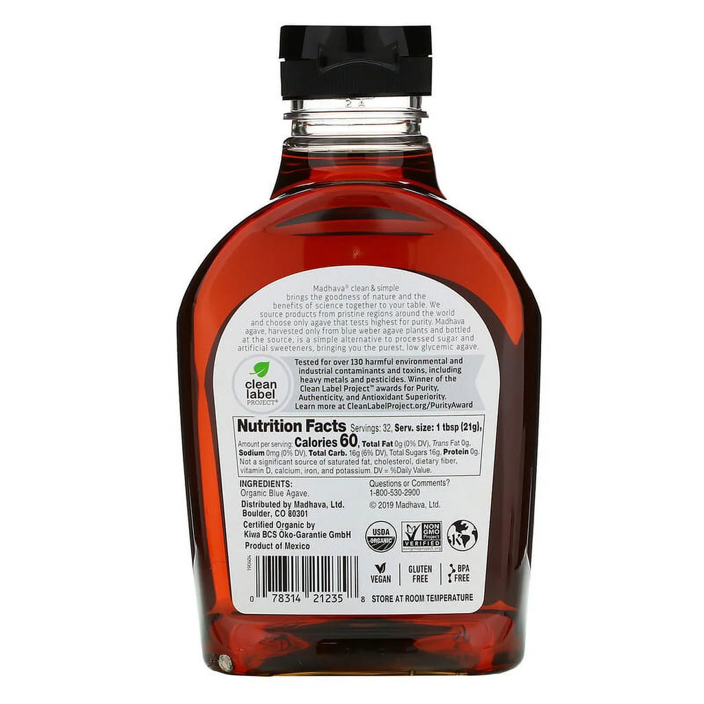 Agave, 23.5 Pack of Sweeteners, Madhava Amber 2 Blue Raw Natural Organic oz