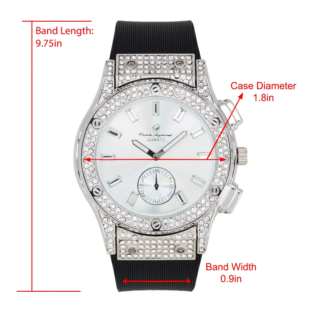 Watch ST10311 Kite Hip w/Cuban (8, Bling Chain Ring Out SLV) - ASIN: & B0CHF5CL34 SB It's GJM13 Hop Bracelet, Earrings Set Lit! Bling-ed Jewerly &