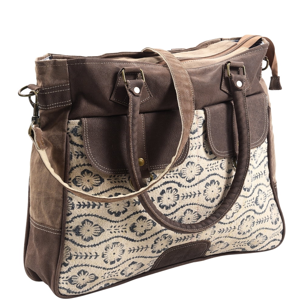 Kb Ohlay Kb417 Tote Upcycled Wool Upcycled Canvas Genuine Leather Women Bag Western Handbag Purse