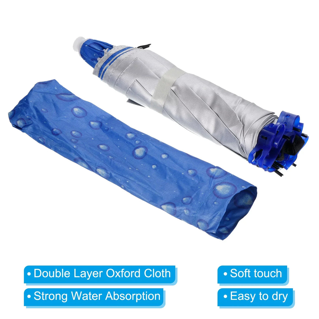 Rain Double Sun Uxcell Layer Cap Hat, Head OD Strip, 37.4" Umbrella with Oxford Fabric Folding Blue